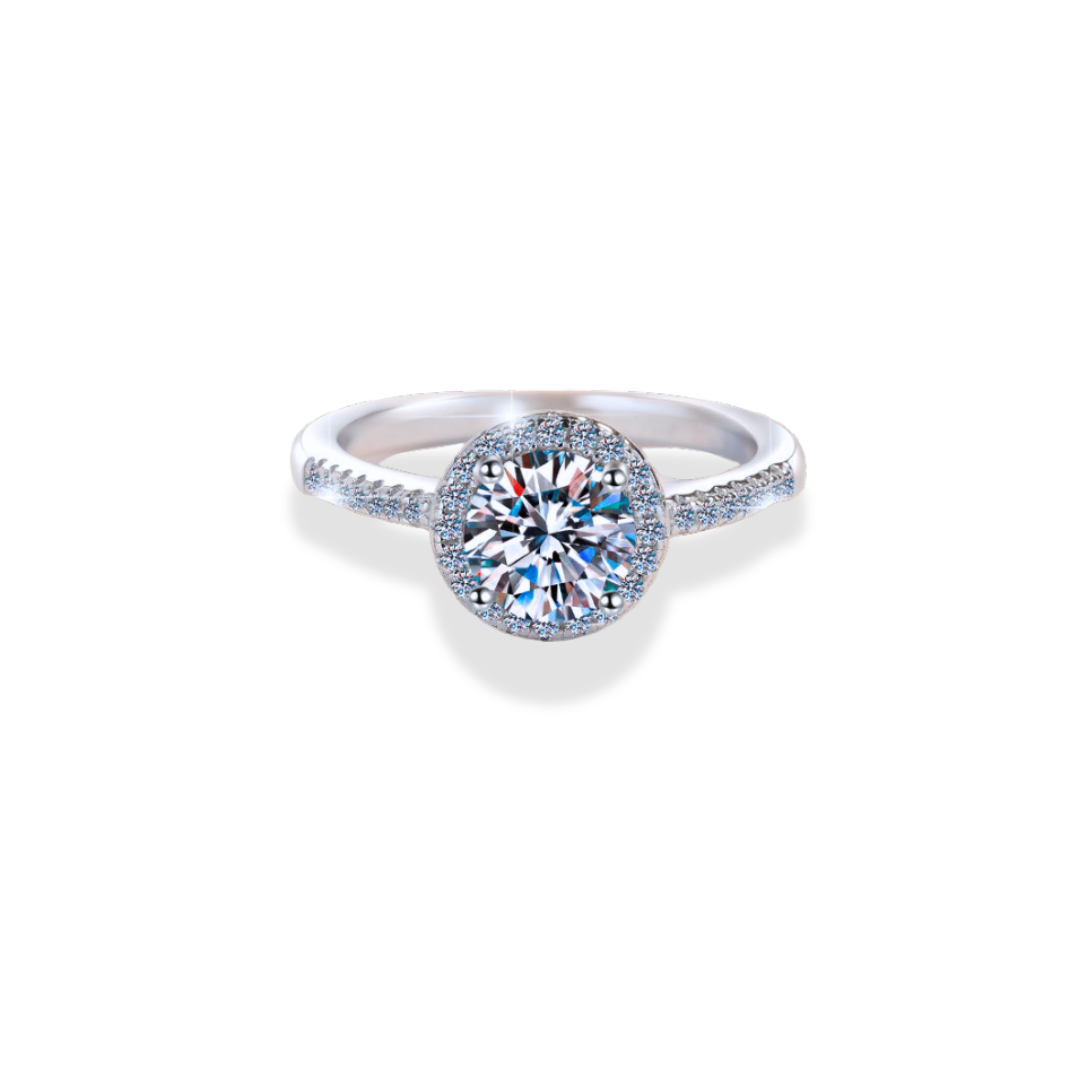 Grace ring, Round cut, White, Sterling Silver