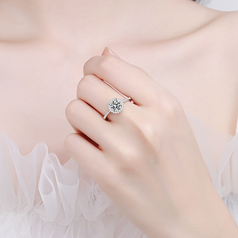 Grace ring, Round cut, White, Sterling Silver
