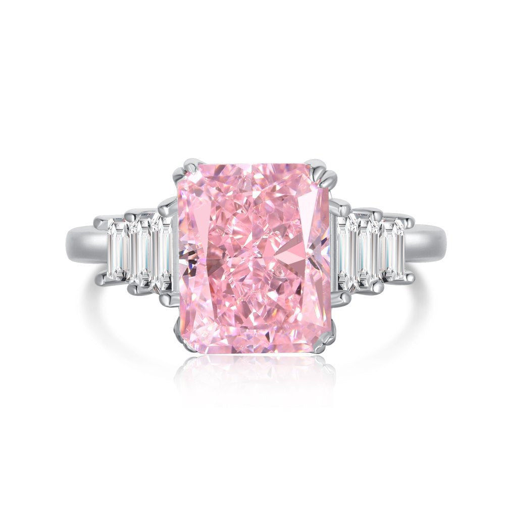 Puteri ring, Ice flower cut, Pink colour, Sterling Silver