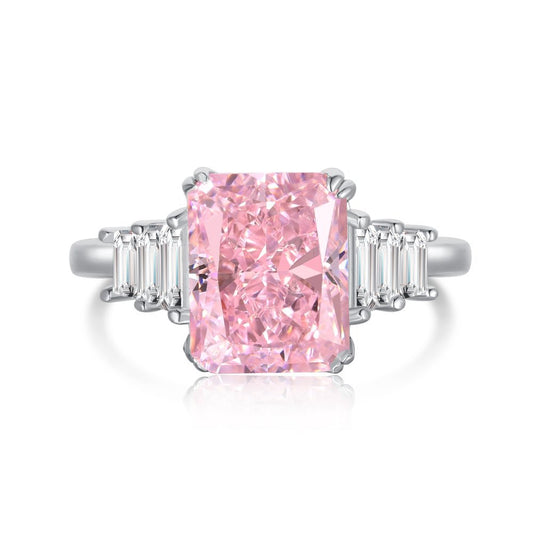 Puteri ring, Ice flower cut, Pink colour, Sterling Silver