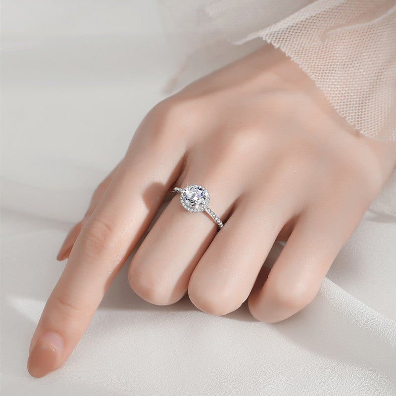 Grace ring, Round cut, White, Sterling Silver