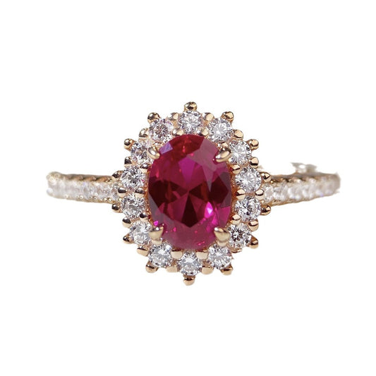 Scarlet Empress Ring, Oval Cut, Red Colour, Sterling Silver