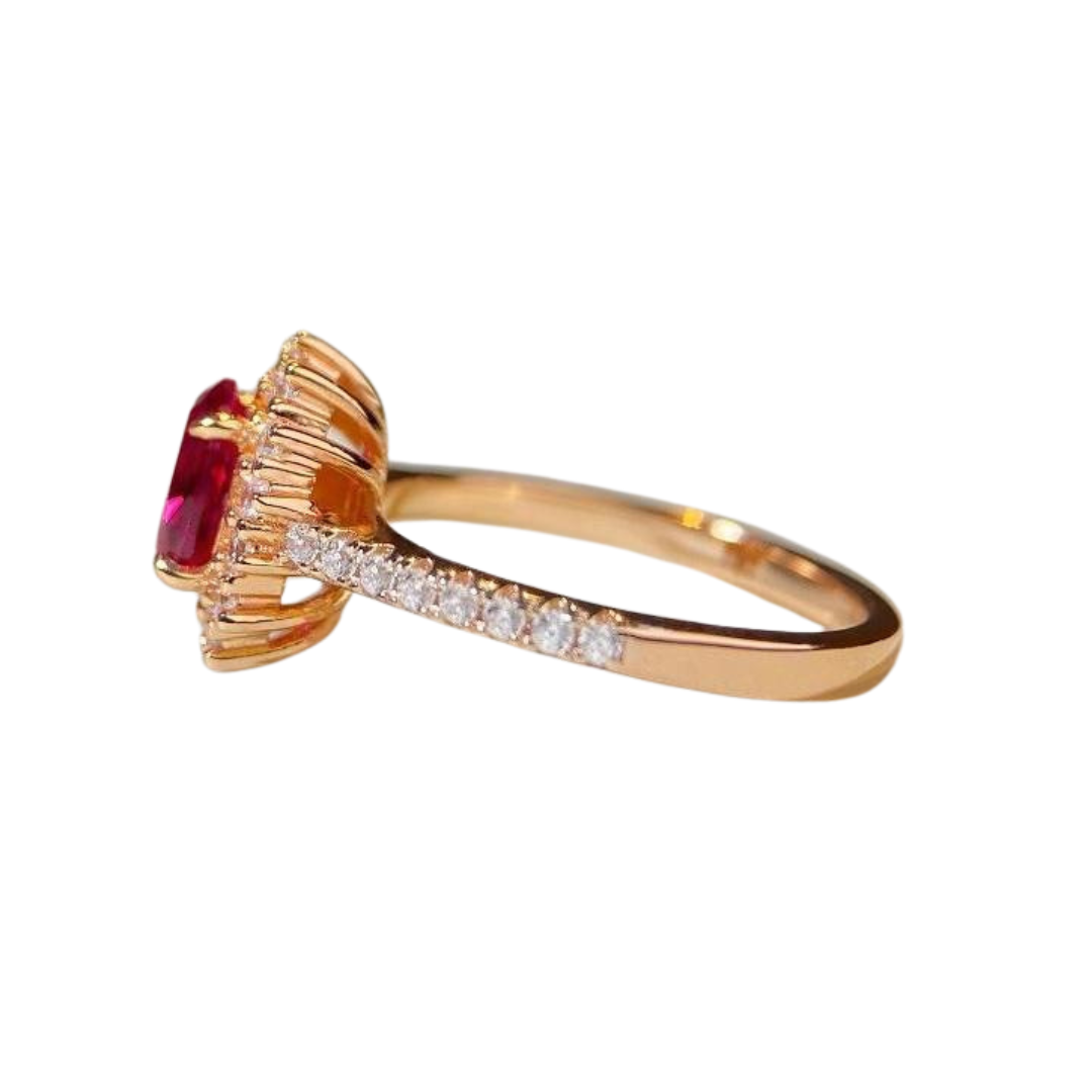 Scarlet Empress Ring, Oval Cut, Red Colour, Sterling Silver
